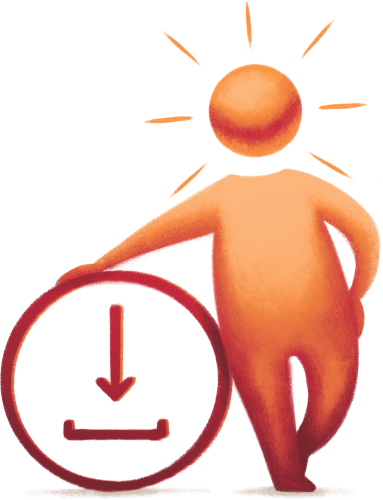 Männchen mit Download Symbol