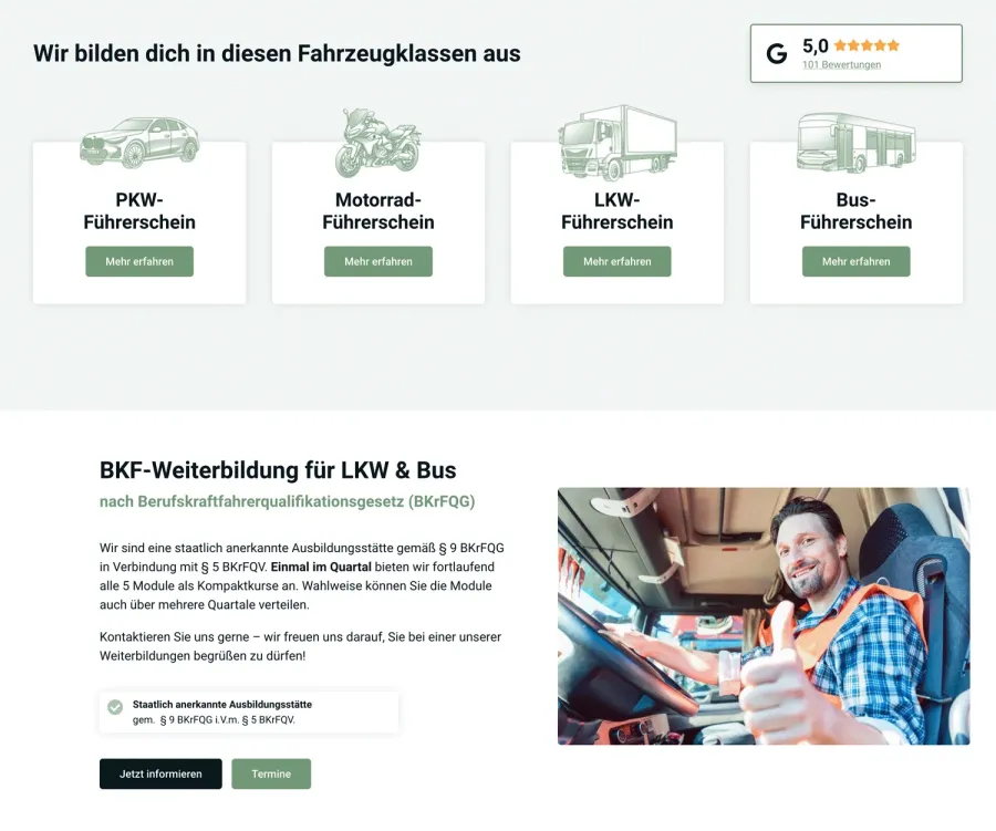 Webseite Fahrschule Klaus