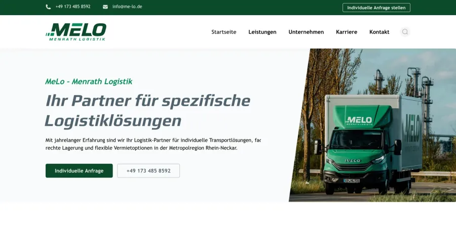 Webseite MeLo – Menrath Logistik