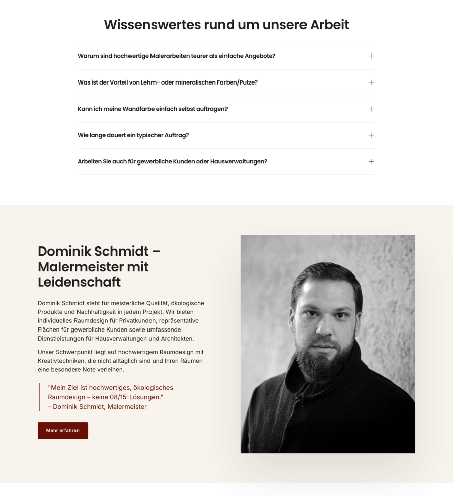 Webseite Schmidt Malerfachbetrieb