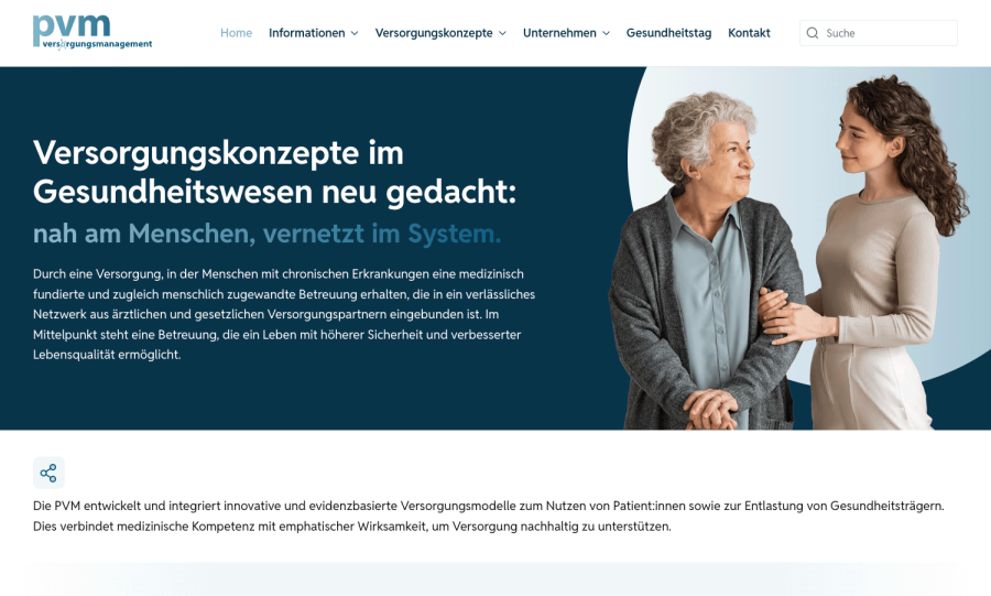 Webseite PVM Versorgungsmanagement