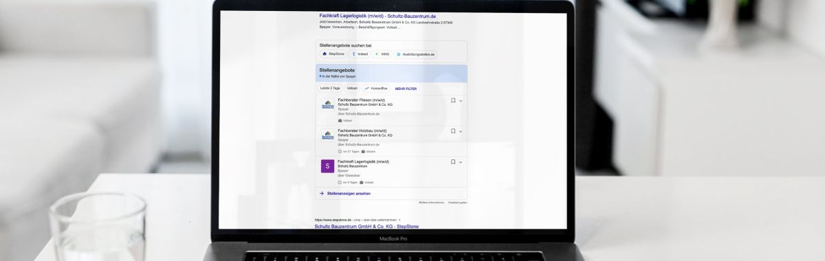 Webseite auf einem Laptop