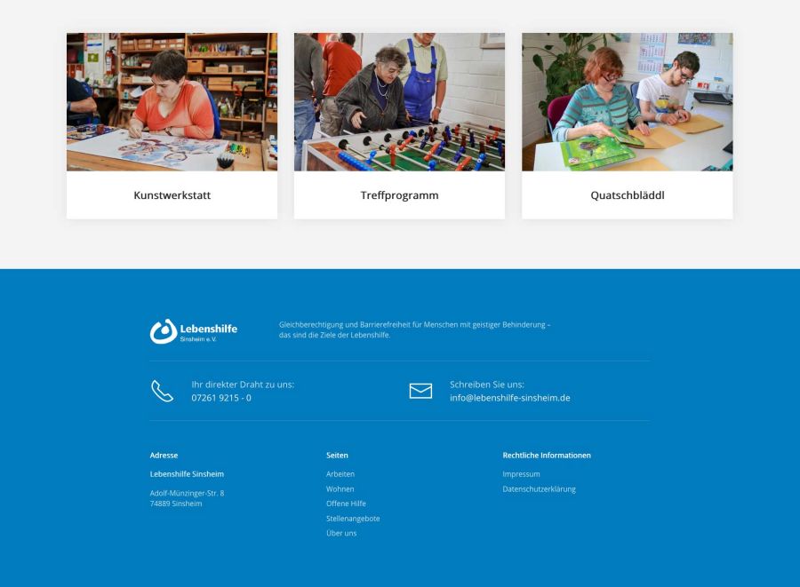 Webseite Lebenshilfe Sinsheim / Kraichgau Werkstatt