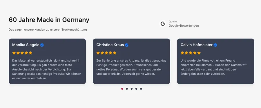 Webseite MEHA Dämm- und Ausgleichsschüttungen