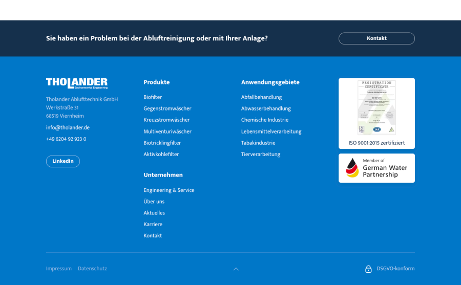Webseite Tholander