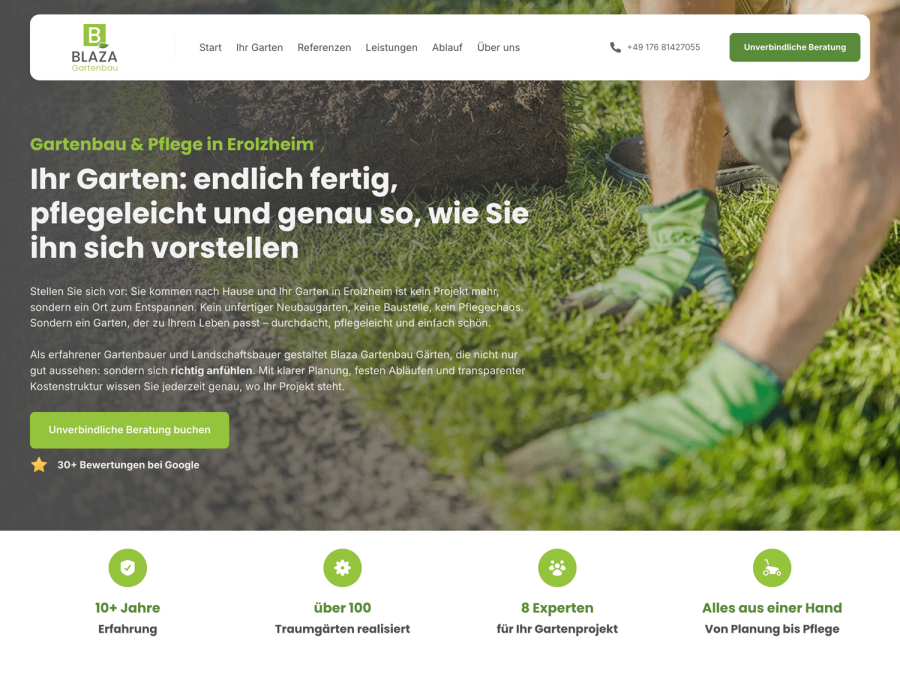 Webseite Blaza Gartenbau