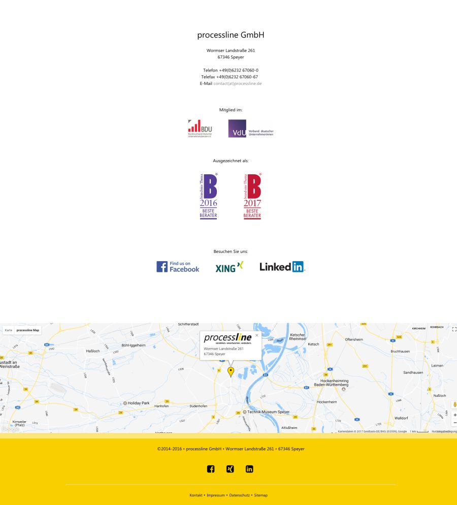 Webseite processline Unternehmensberatung
