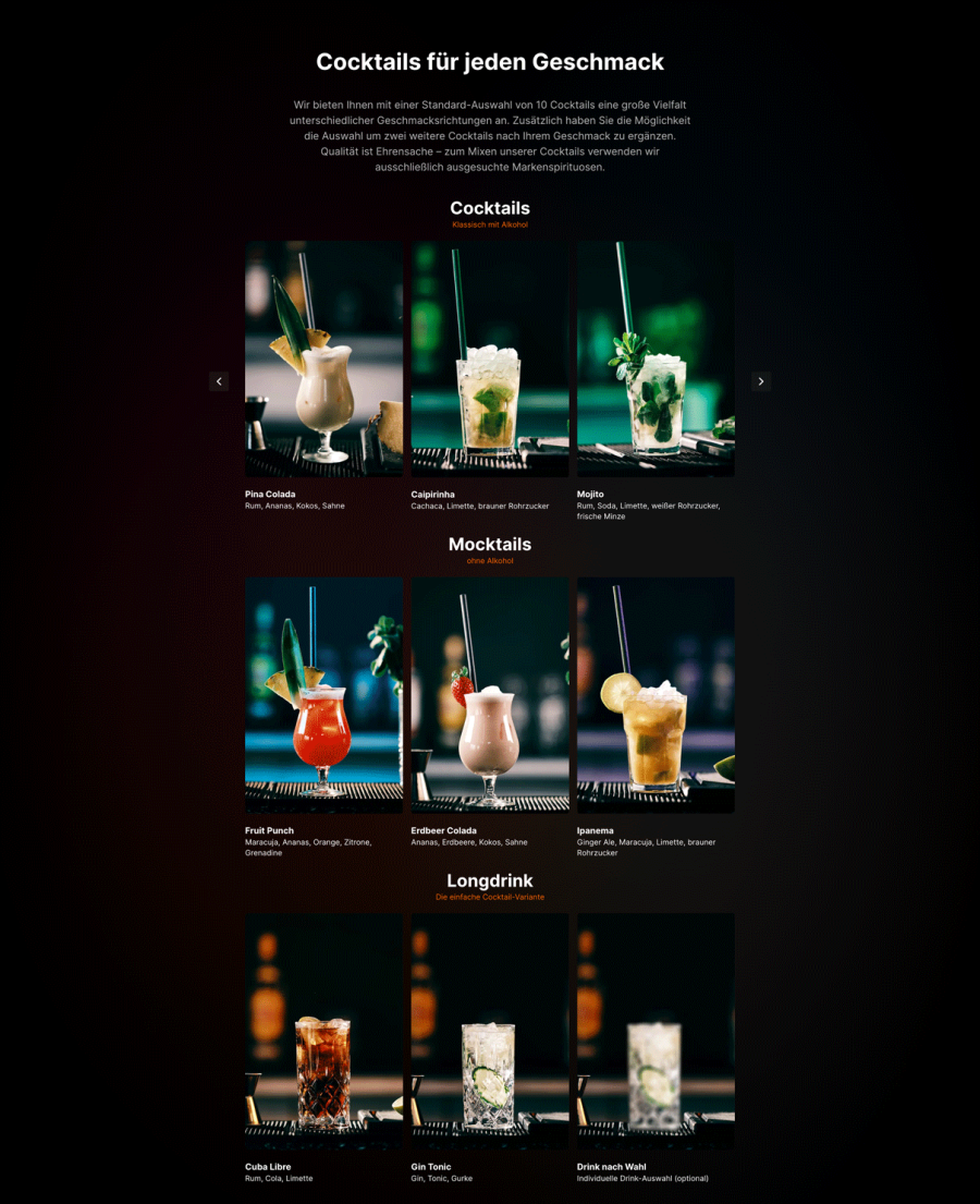 Webseite Die Cocktailbar