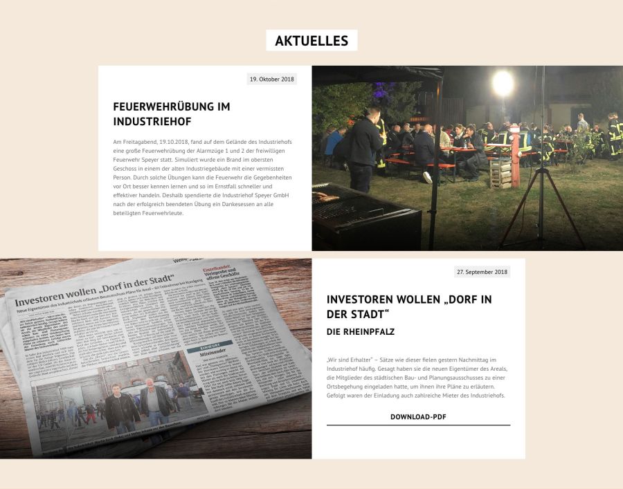 Webseite Industriehof Speyer