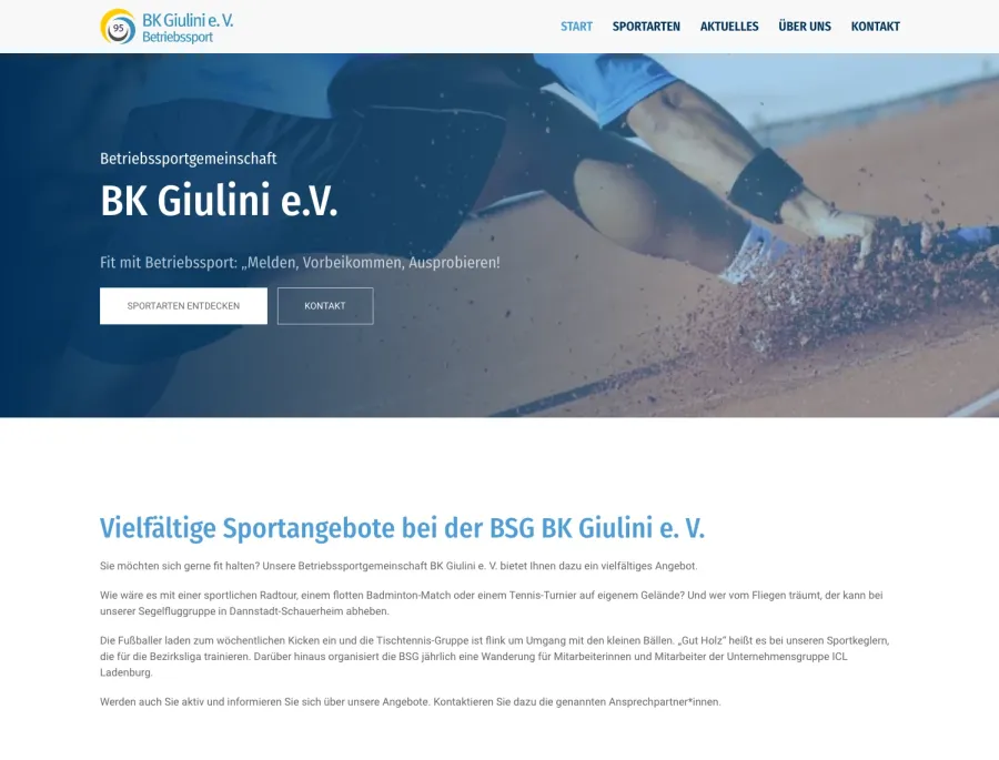 Webseite Betriebssport BK Giulini