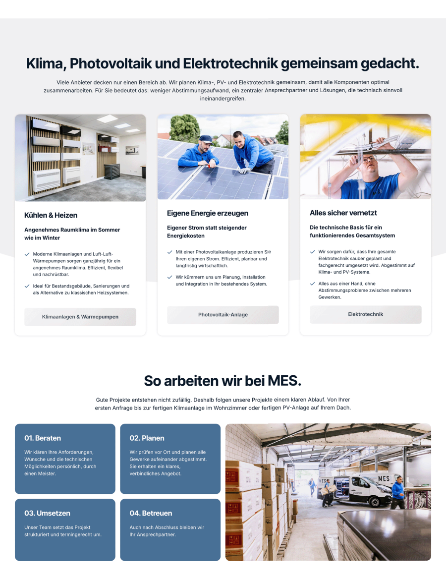 Webseite MES Klimatechnik