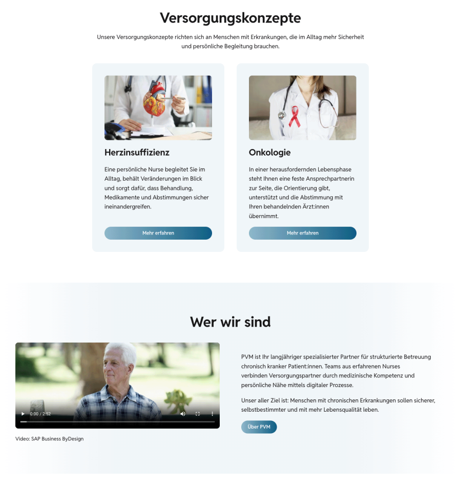 Webseite PVM Versorgungsmanagement