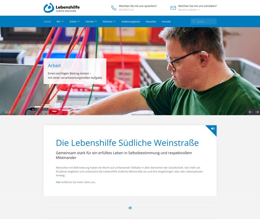 Webseite Lebenshilfe Südliche Weinstraße
