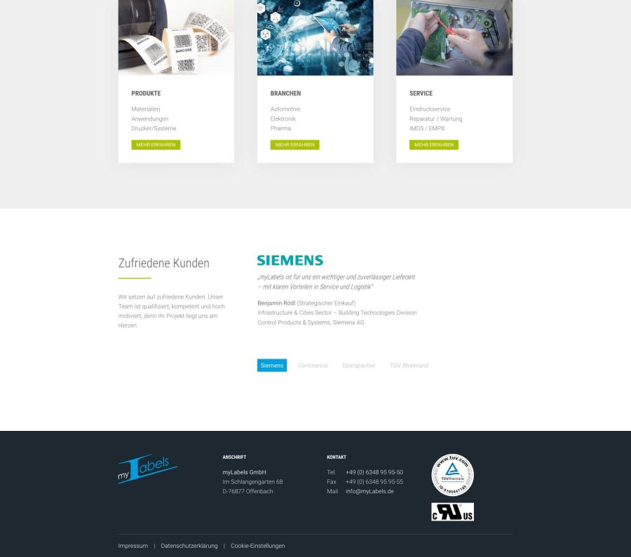 Webseite myLabels