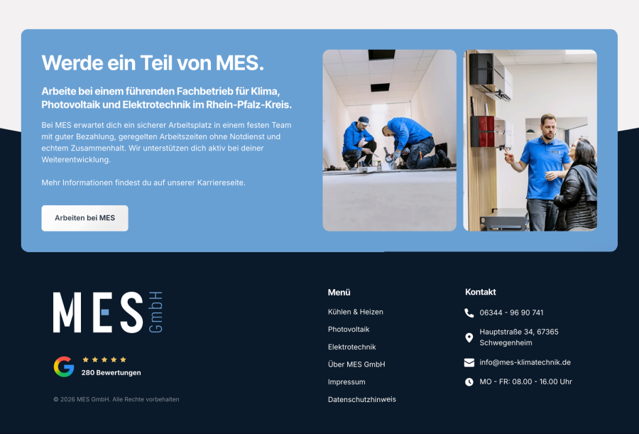 Webseite MES Klimatechnik