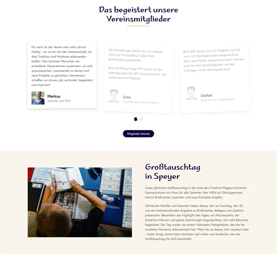 Webseite Briefmarkensammlerverein e.V. Speyer