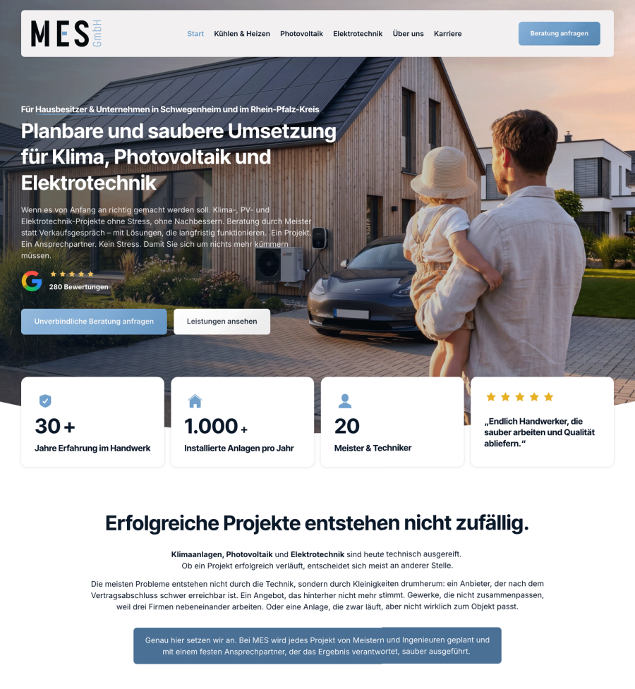 Webseite MES Klimatechnik