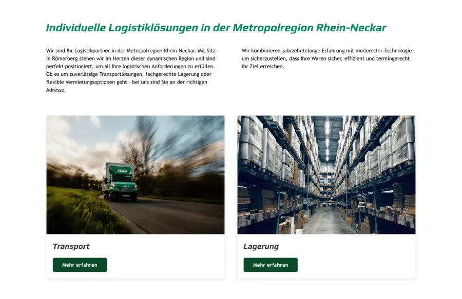 Webseite MeLo – Menrath Logistik