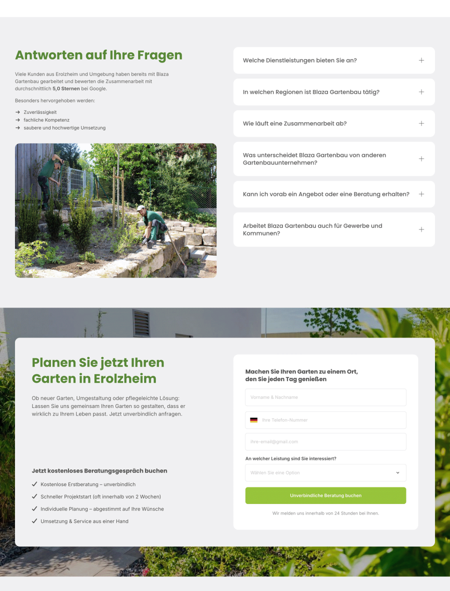 Webseite Blaza Gartenbau