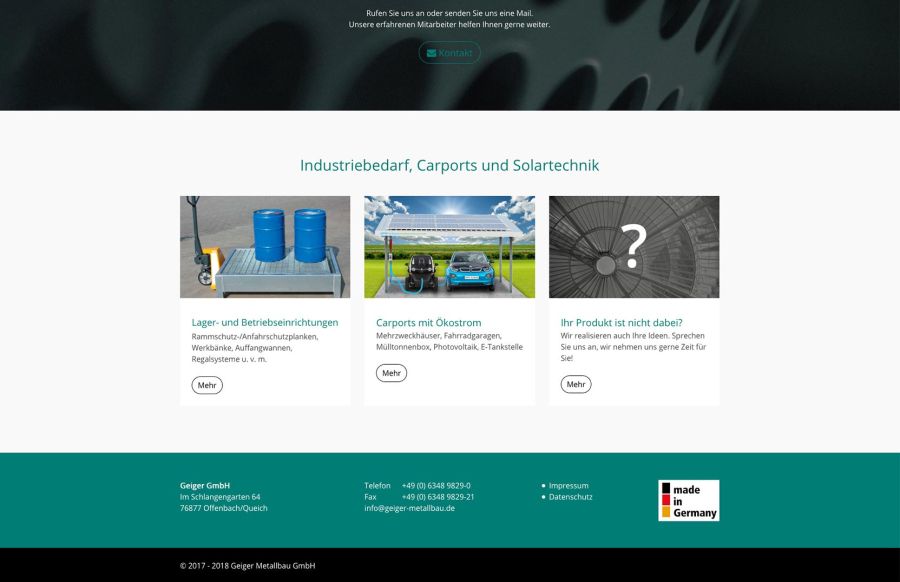 Webseite GEIGER Metallbau