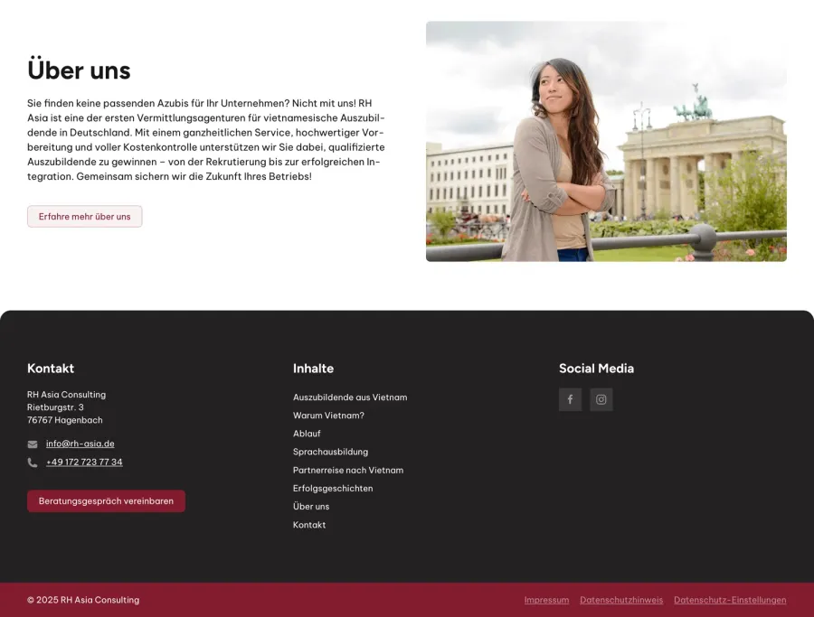 Webseite RH Asia Consulting